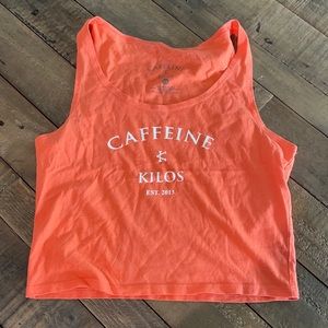 Caffeine and Kilos M/L coral crop top